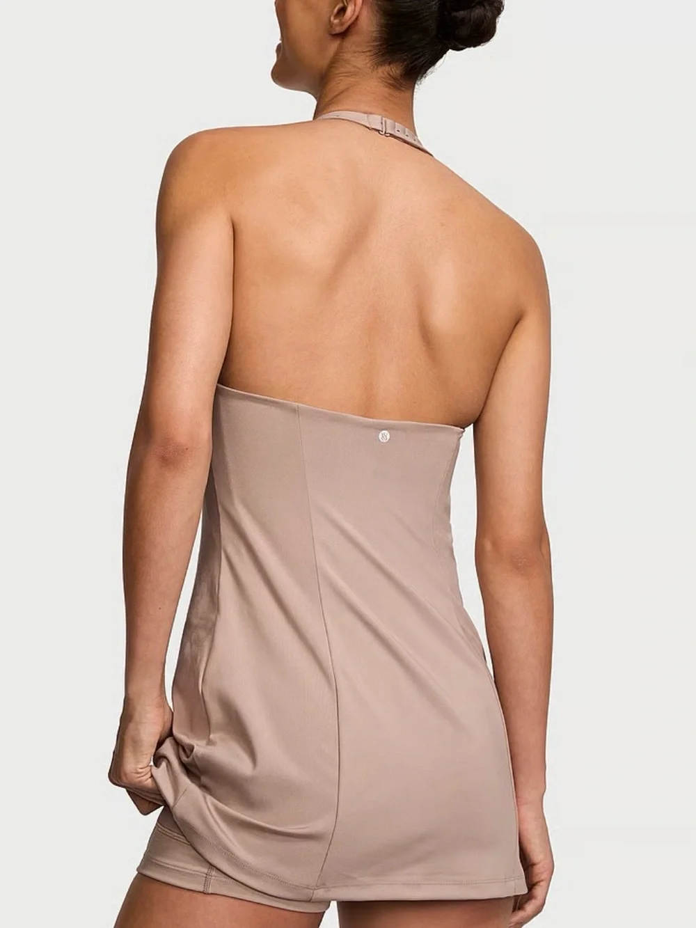Victoria's Secret Essential Perforated Halter Dress Bare Taupe Size Small